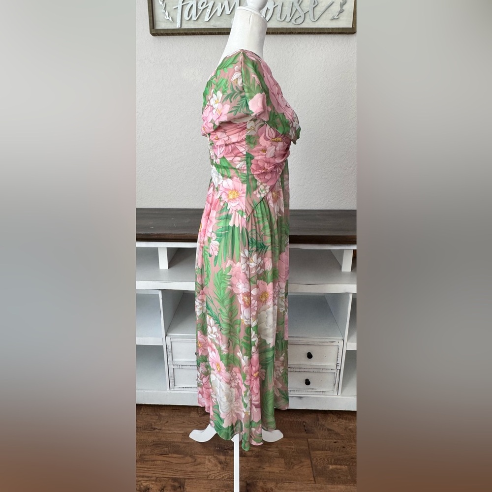 New Tadashi Shoji Ausra Floral Cap Sleeve Chiffon Dress Women's Size‎ 2 T - Picture 5 of 10